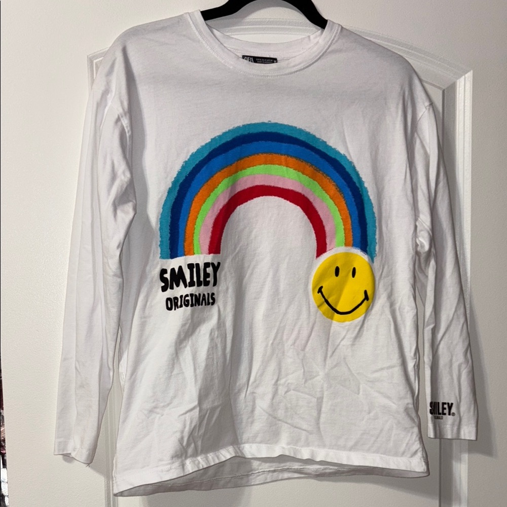 Women White Rainbow Long Sleeve Shirt